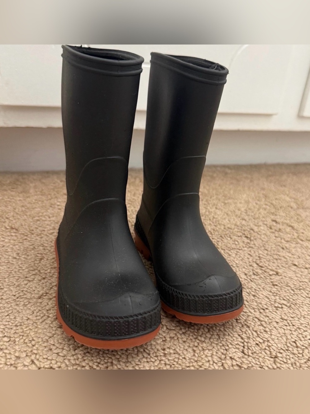 Kids Black Rain Boots with Brown Sole (Size 5C)